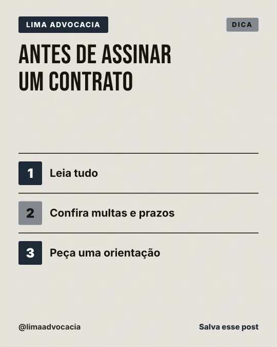 Exemplo de post para advogado: Antes de assinar um contrato