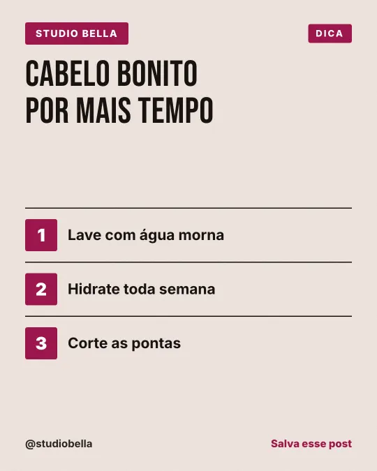 Exemplo de post para salão de beleza: Cabelo bonito por mais tempo