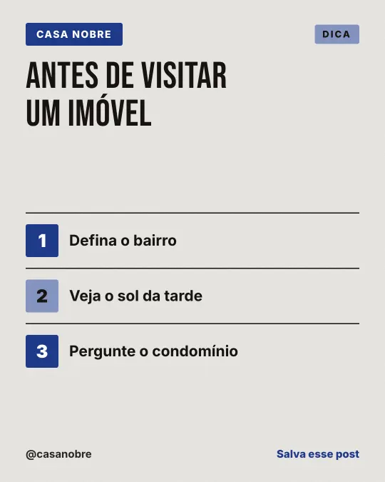 Exemplo de post para imobiliária: Antes de visitar um imóvel