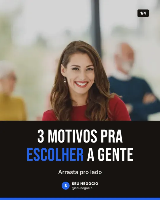 Exemplo de carrossel para pequeno negócio: 3 motivos pra escolher a gente