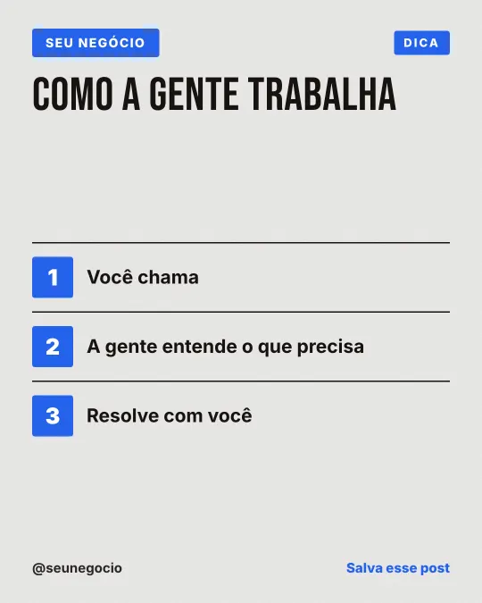 Exemplo de post para pequeno negócio: Como a gente trabalha