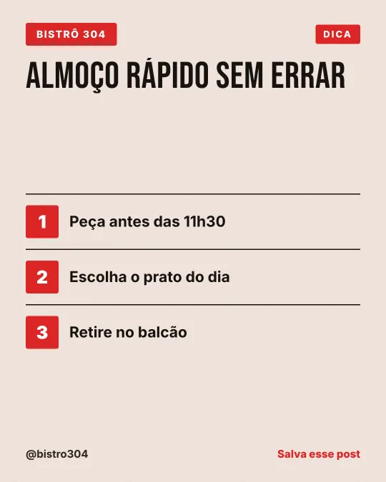 Exemplo de post para restaurante: Almoço rápido sem errar