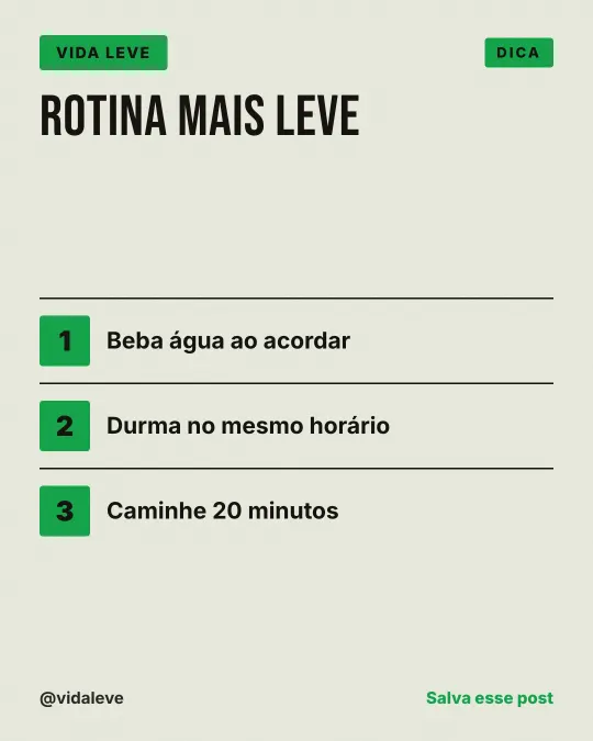Exemplo de post para nutricionista: Rotina mais leve